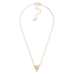 Wholesale dainty Chain Link Necklace Cubic Zirconia Metal Bow Pendant L Extender