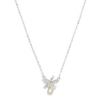 Wholesale dainty Chain Link Necklace Cubic Zirconia Metal Bow Pendant L Extender