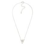 Wholesale dainty Chain Link Necklace Cubic Zirconia Metal Bow Pendant L Extender