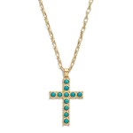 Wholesale chain Link Necklace Stone Studded Cross Pendant L Extender L