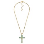 Wholesale chain Link Necklace Stone Studded Cross Pendant L Extender L
