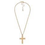 Wholesale chain Link Necklace Stone Studded Cross Pendant L Extender L