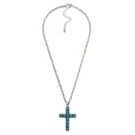 Wholesale chain Link Necklace Stone Studded Cross Pendant L Extender L