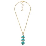 Wholesale chain Link Necklace Turquoise Leaves Pendant L Extender L
