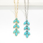 Wholesale chain Link Necklace Turquoise Leaves Pendant L Extender L