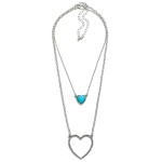 Wholesale layered Chain Link Necklace Stone Heart Twisted Metal Heart Pendants L