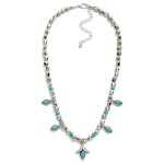 Wholesale metal Nugget Beaded Necklace Turquoise Charms Tulip Pendant L Extender