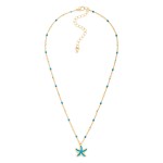 Wholesale metal Dainty Chain Link Necklace Painted Link Detail Starfish Pendant