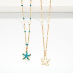 Wholesale metal Dainty Chain Link Necklace Painted Link Detail Starfish Pendant
