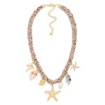 Wholesale braided Scarf Necklace Metal Charms Shells L Extender L