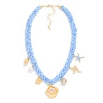 Wholesale braided Scarf Necklace Metal Charms Shells L Extender L