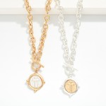 Wholesale twisted Link Chain Link Necklace Metal Wax Seal Cross Pendant Toggle C