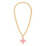 Wholesale twisted Link Chain Link Necklace Acetate Flower Pendant Toggle Clasp L