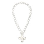 Wholesale circle Link Necklace Pearlescent Hammered Metal Cross Pendant L