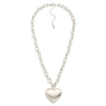 Wholesale hammered Chain Link Necklace Heart Pendant L Extender L