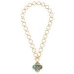 Wholesale circle Link Necklace Pearlescent Clover Pendant Toggle Clasp L