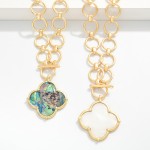 Wholesale circle Link Necklace Pearlescent Clover Pendant Toggle Clasp L