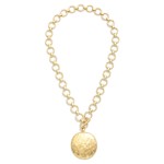 Wholesale circle Link Necklace Hammered Metal Circle Pendant Toggle Clasp L