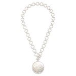 Wholesale circle Link Necklace Hammered Metal Circle Pendant Toggle Clasp L