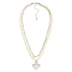 Wholesale layered Chain Link Baroque Pearl Beaded Necklace Hammered Metal Plus C