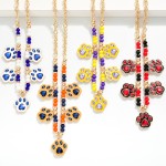 Wholesale beaded Chain Link Necklace Enamel Rhinestone Paw Charms L Extender L