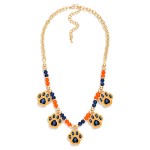 Wholesale beaded Chain Link Necklace Enamel Rhinestone Paw Charms L Extender L