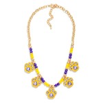 Wholesale beaded Chain Link Necklace Enamel Rhinestone Paw Charms L Extender L