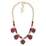 Wholesale beaded Chain Link Necklace Enamel Rhinestone Paw Charms L Extender L