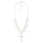 Wholesale chain Link Necklace Metal Plus Crosses Pearls Large Hammered Metal Cro