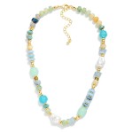 Wholesale multi Stone Beaded Necklace Baroque Pearl Details L Extender L