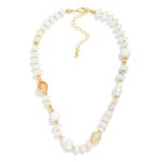 Wholesale multi Stone Beaded Necklace Baroque Pearl Details L Extender L