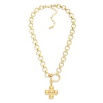 Wholesale circle Link Chain Link Necklace Necklace Horsebit Metal Studded Plus C