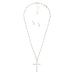 Wholesale paperclip Chain Link Necklace Metal Cross Pendant Metal Stud Earrings