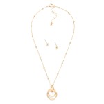 Wholesale chain Link Necklace Metal Ball Stations Nesting Metal Hoops Pendant Me