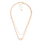 Wholesale chain Link Beaded Layered Necklace Glass Crystal Stationary Pendant L