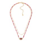 Wholesale chain Link Beaded Layered Necklace Glass Crystal Stationary Pendant L