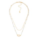 Wholesale chain Link Beaded Layered Necklace Glass Crystal Stationary Pendant L