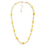 Wholesale stone Beaded Necklace Pearl Gold Details L Extender L
