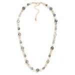 Wholesale stone Beaded Necklace Pearl Gold Details L Extender L