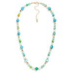 Wholesale stone Beaded Necklace Pearl Gold Details L Extender L
