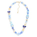 Wholesale multi Bead Beaded Necklace Flowers Porcelain Beads L Extender L