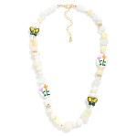 Wholesale multi Bead Beaded Necklace Flowers Porcelain Beads L Extender L