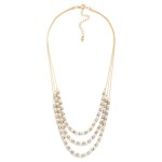 Wholesale layered Pearl Faceted Bead Beaded Chain Link Necklace L Extender L