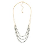 Wholesale layered Pearl Faceted Bead Beaded Chain Link Necklace L Extender L