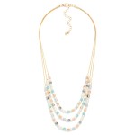 Wholesale layered Pearl Faceted Bead Beaded Chain Link Necklace L Extender L
