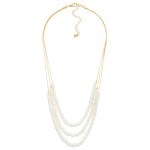 Wholesale layered Pearl Faceted Bead Beaded Chain Link Necklace L Extender L
