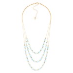 Wholesale layered Beaded Necklace Cracked Faceted Cylinder Beads L Extender L