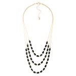 Wholesale layered Beaded Necklace Cracked Faceted Cylinder Beads L Extender L