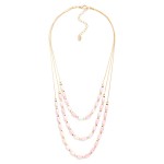Wholesale layered Beaded Necklace Cracked Faceted Cylinder Beads L Extender L