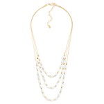 Wholesale layered Beaded Necklace Cracked Faceted Cylinder Beads L Extender L